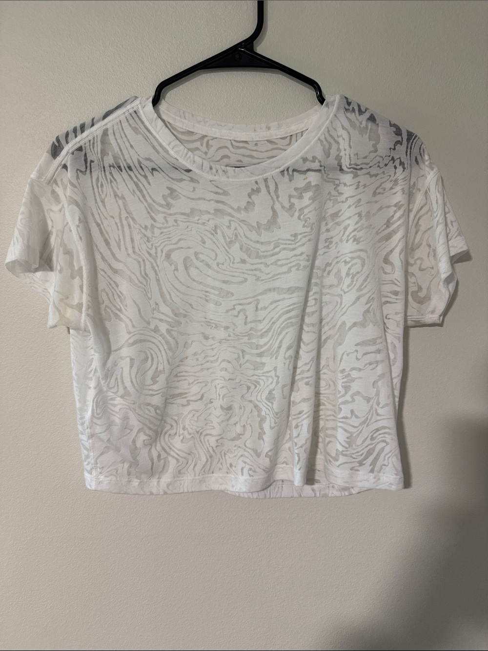 lululemon athletica White Sheer Swirl-Pattern Crop Top